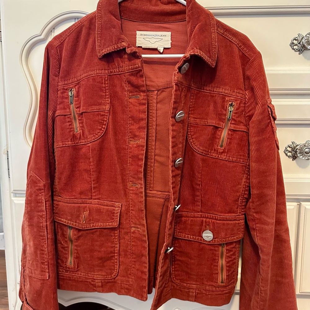 BCBGMaxAzria Orange Corduroy Utility Jacket